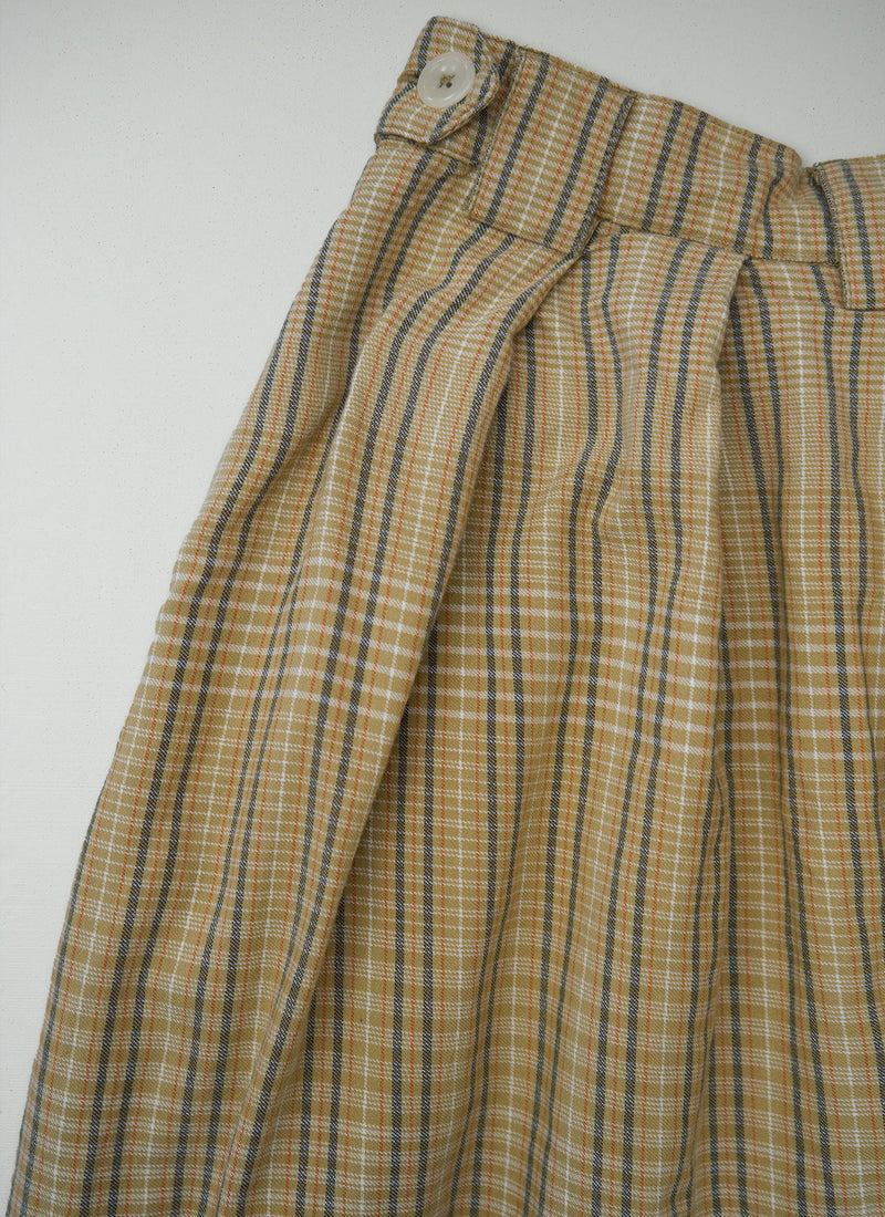 Reworn Check Culottes Size 6 (1457) | Camel