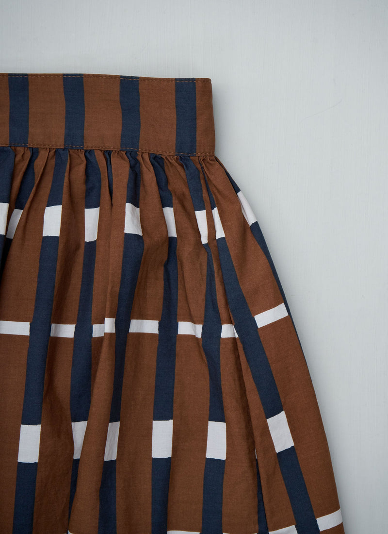 Reworn Check Poplin Button Skirt Size 6 (194) | Multi