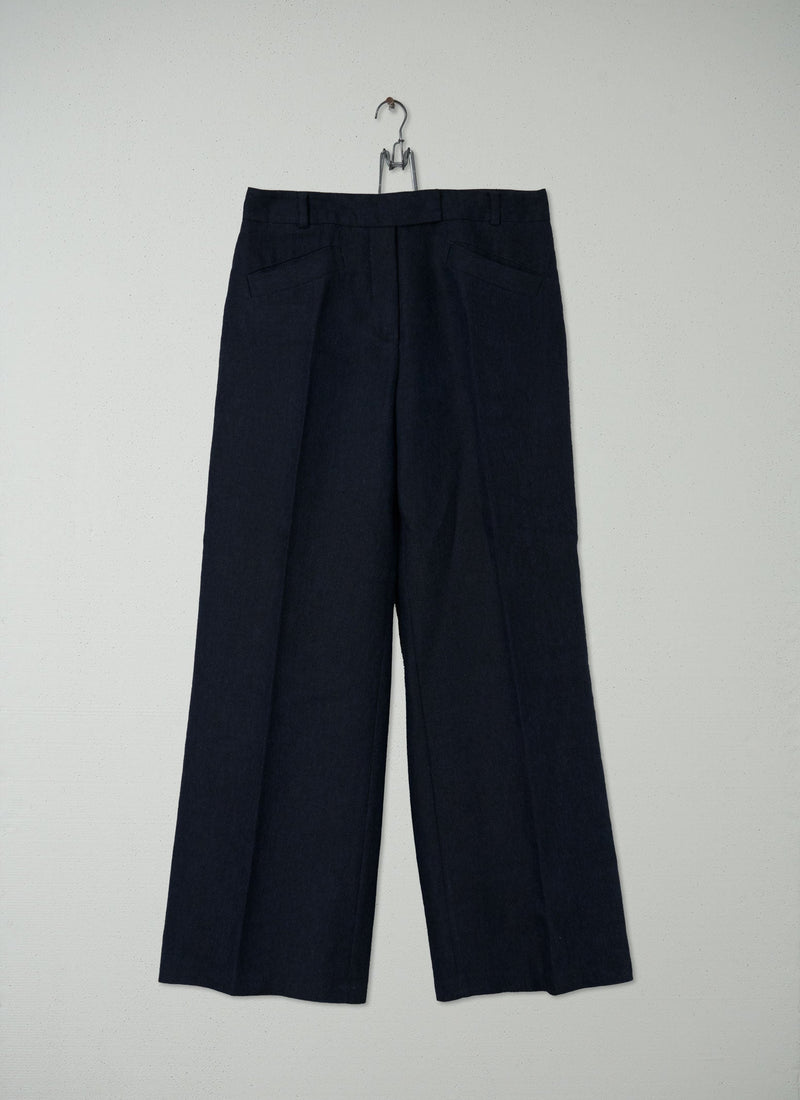 Reworn Dora Wide Leg Trousers Size 12 (101) | Dark Navy