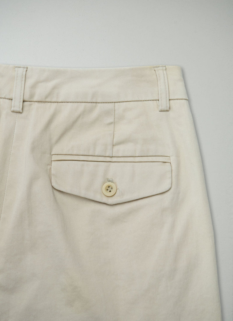Reworn George Pleat Trousers Size 8 (792) | Ecru