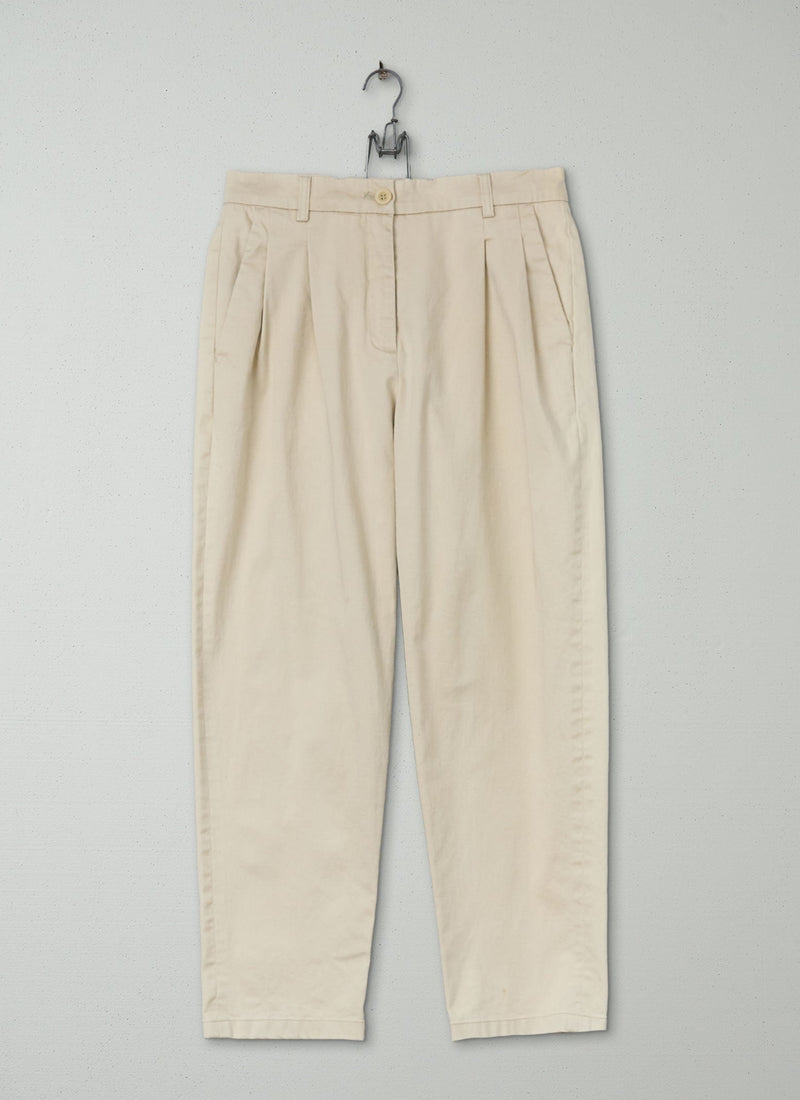 Reworn George Pleat Trousers Size 8 (792) | Ecru