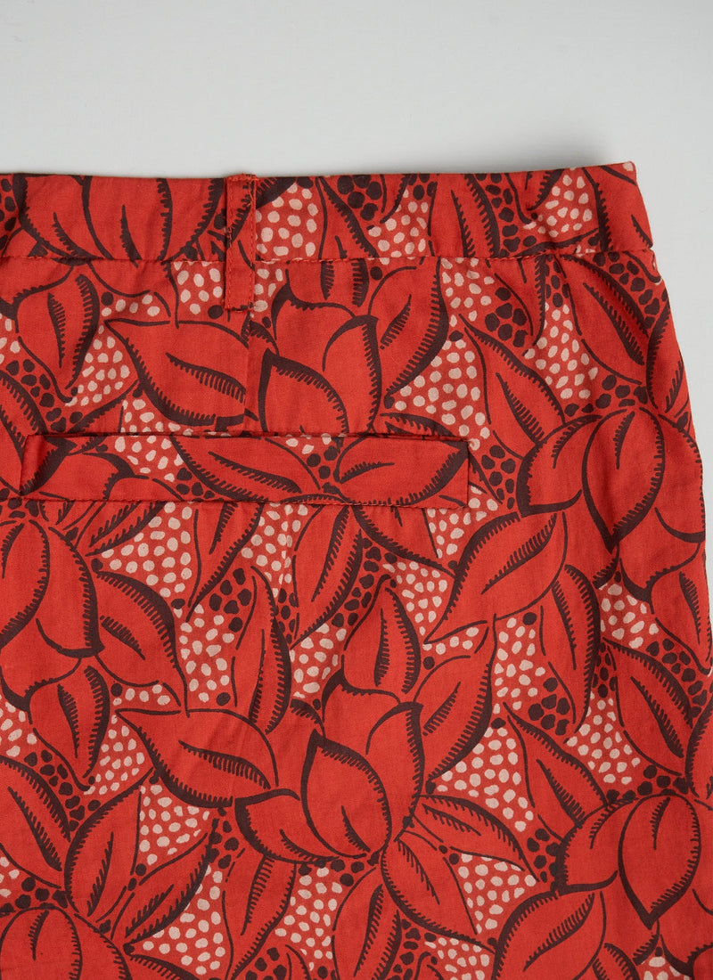 Reworn Printed Trousers Size 16 (032) | Red