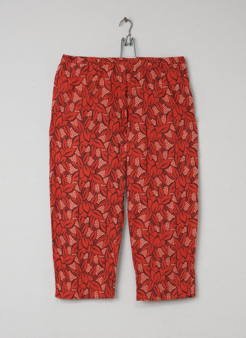 Reworn Printed Trousers Size 16 (032) | Red