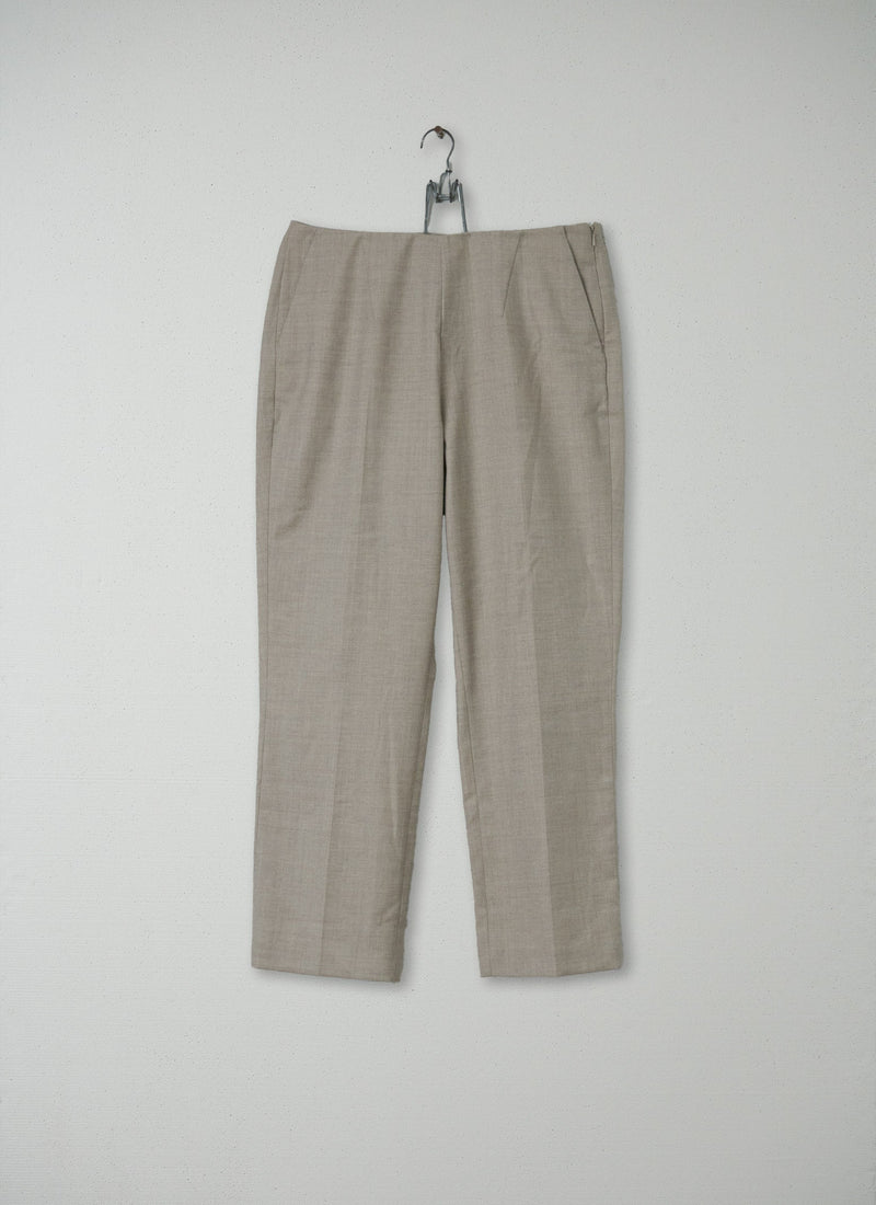 Reworn Textured Slim Leg Trousers Size 12 (084) | Natural