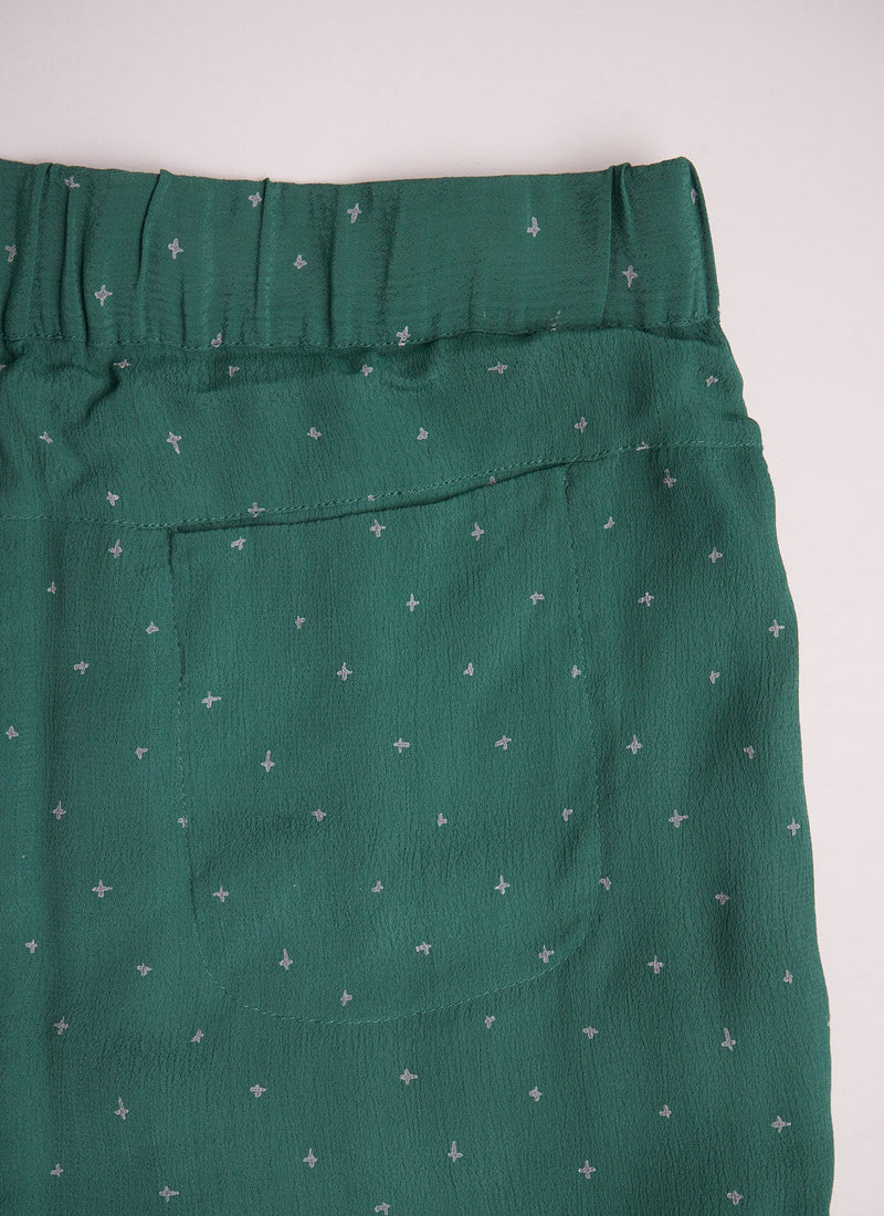 Reworn Madoka Print Trousers Size 12 (034) | Teal