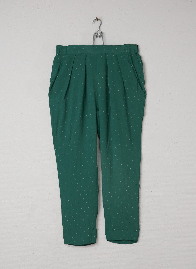 Reworn Madoka Print Trousers Size 12 (034) | Teal
