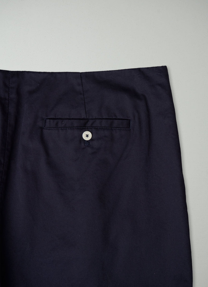 Reworn Cotton Sateen Trousers Size 14 (198) | Navy