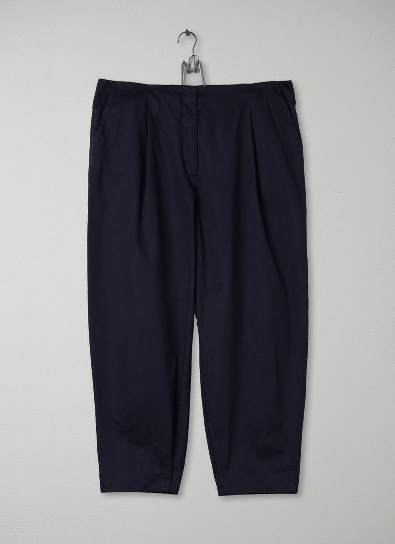 Reworn Cotton Sateen Trousers Size 14 (198) | Navy