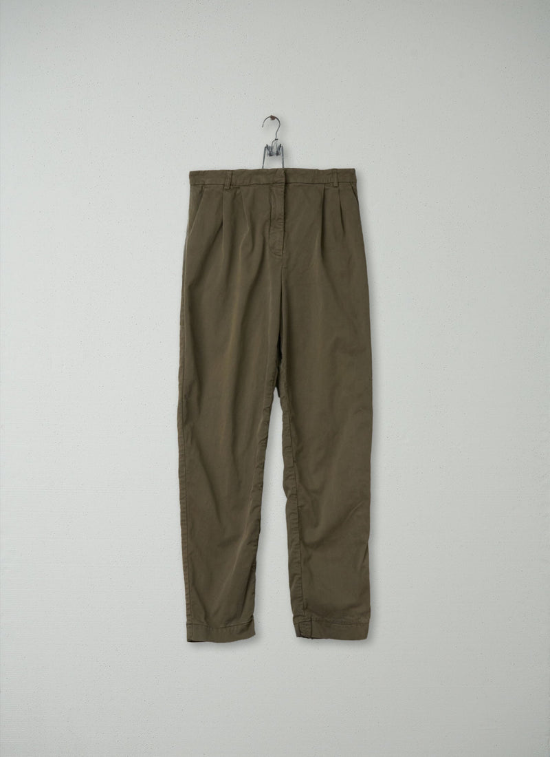 Reworn George Pleat Trousers Size 12 (169) | Khaki