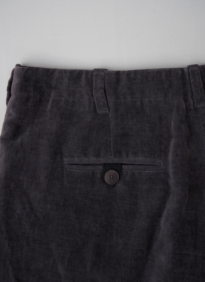 Reworn Linen Velvet Trouser Size 12 (094) | Slate