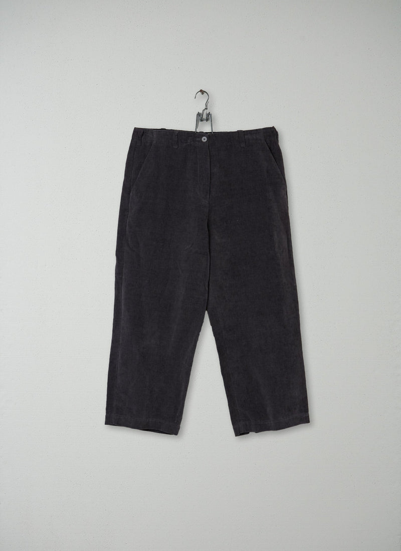 Reworn Linen Velvet Trouser Size 12 (094) | Slate