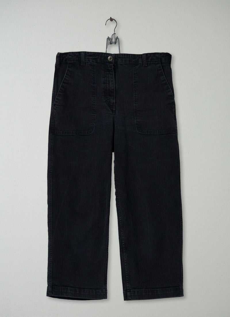 Reworn Cropped Ashley Denim Trousers Size 12 (197) | Black