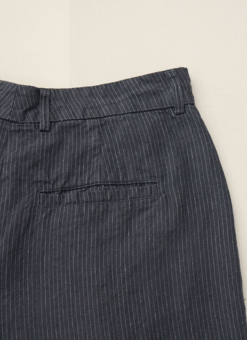 Reworn Stripe Linen Trousers Size 12 (755) | Multi
