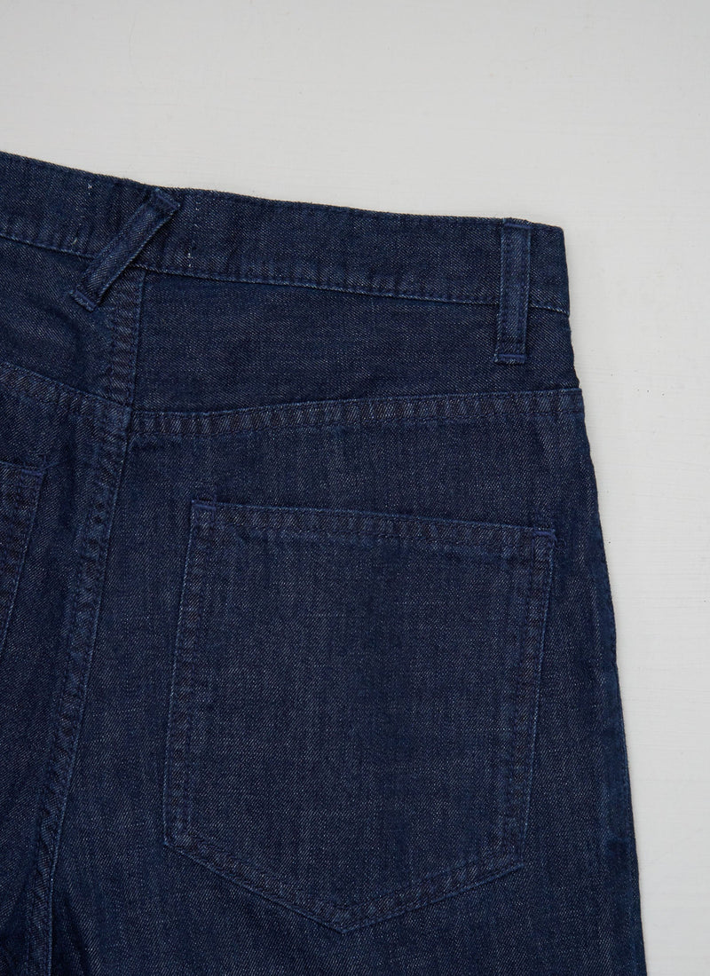 Reworn Denim Pleat Front Trousers Size 8 (833) | Indigo