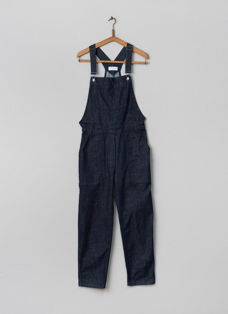 Reworn Denim Dungarees Size 8 (010) | Indigo