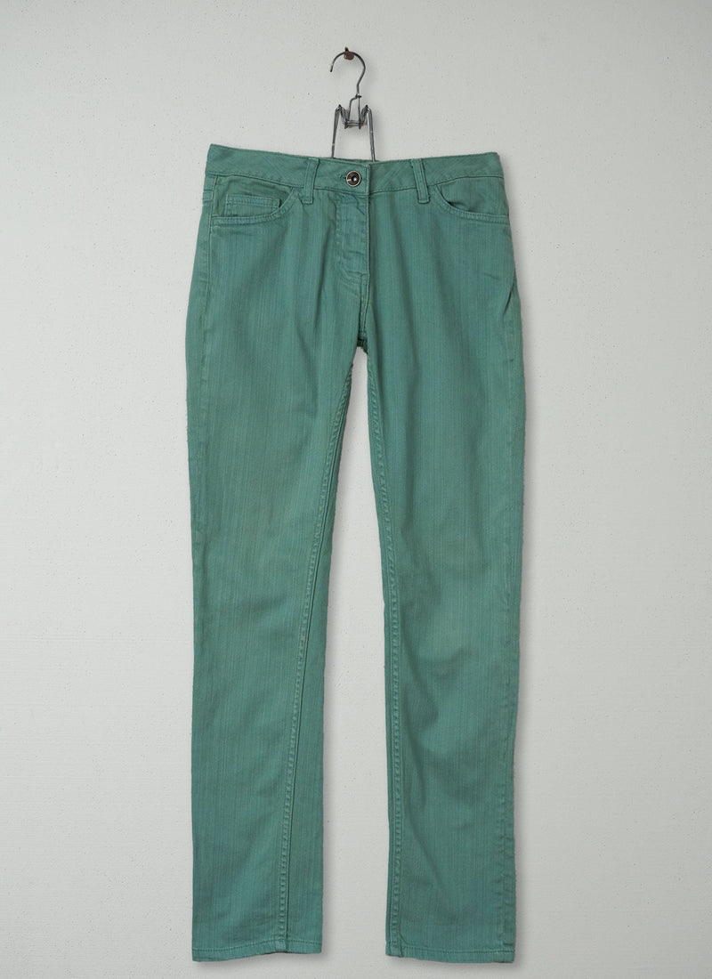 Reworn Coloured Slim Leg Trousers Size 8 (202) | Green