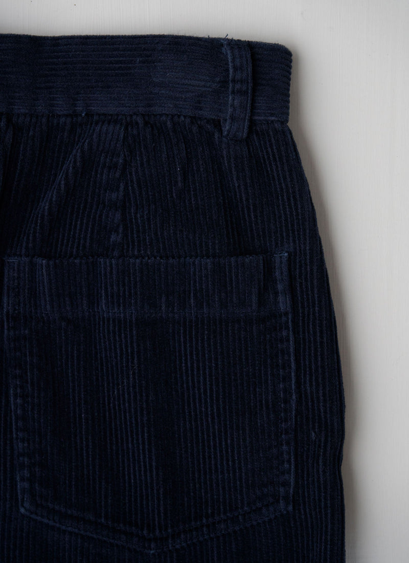 Reworn Cord Cropped Trousers Size 8 (325) | Navy