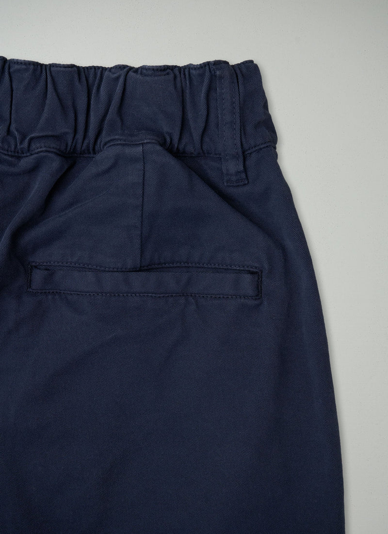 Reworn Cotton Twill Pull On Trousers Size 8 (989) | Navy