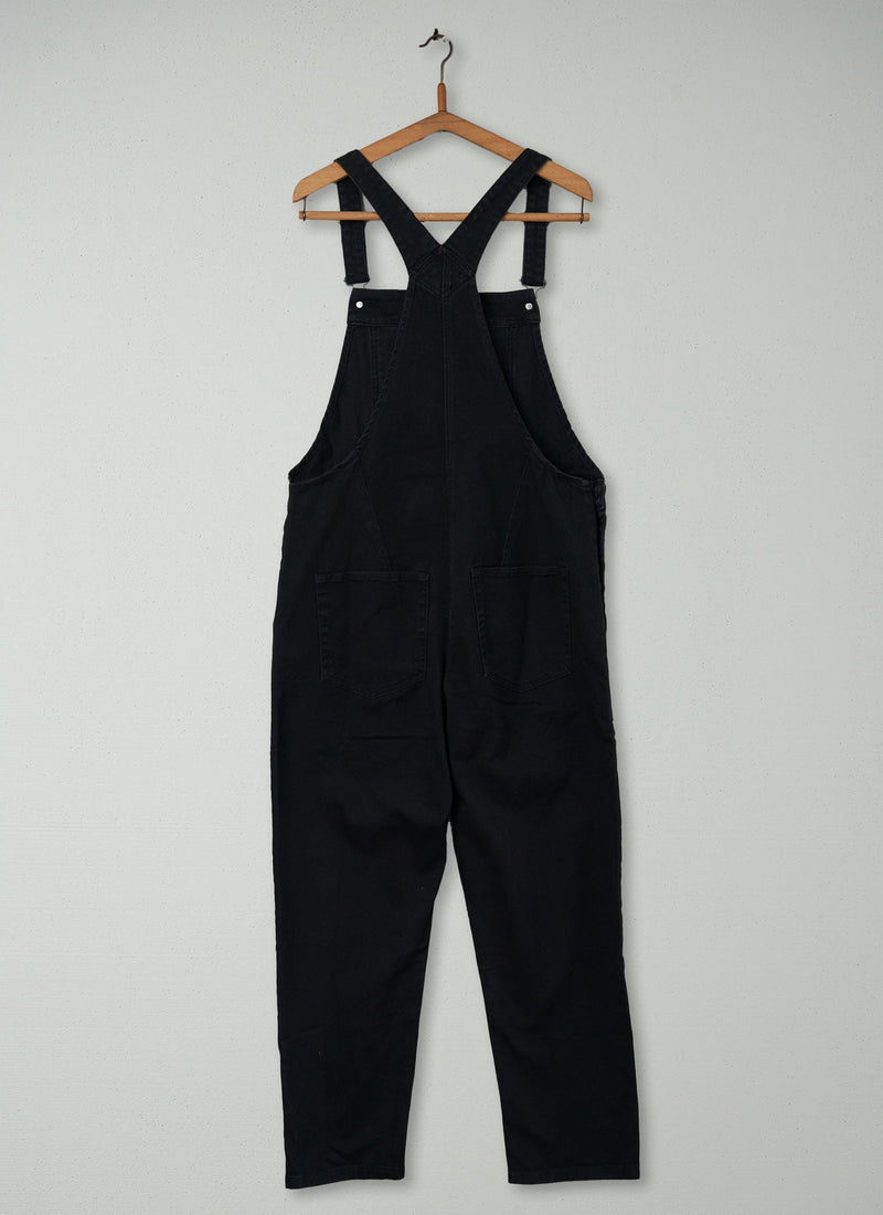 Reworn Denim Dungarees Size 12 (277) | Black