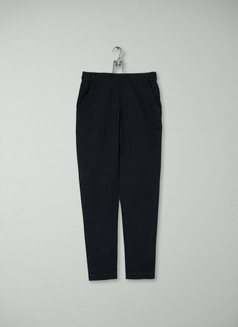 Reworn Slim Cotton Twill Trousers Size 8 (110) | Washed Black