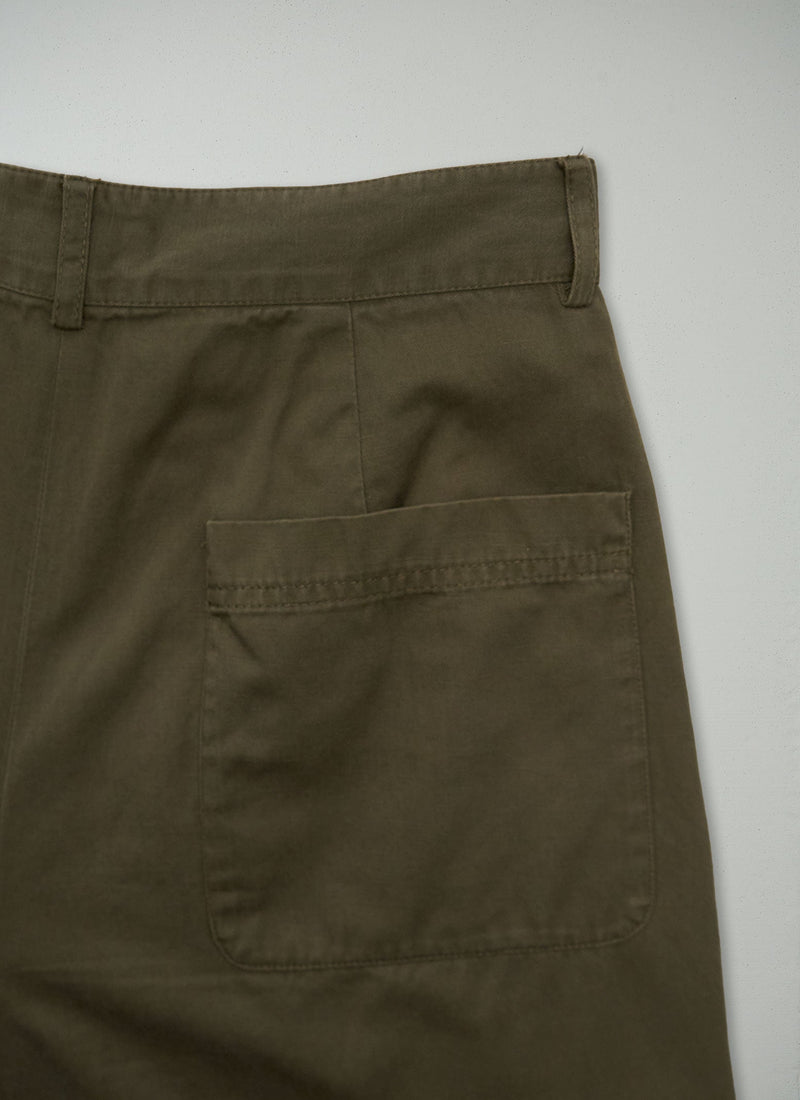 Reworn Cotton Linen Trousers Size 10 (925) | Moss Green