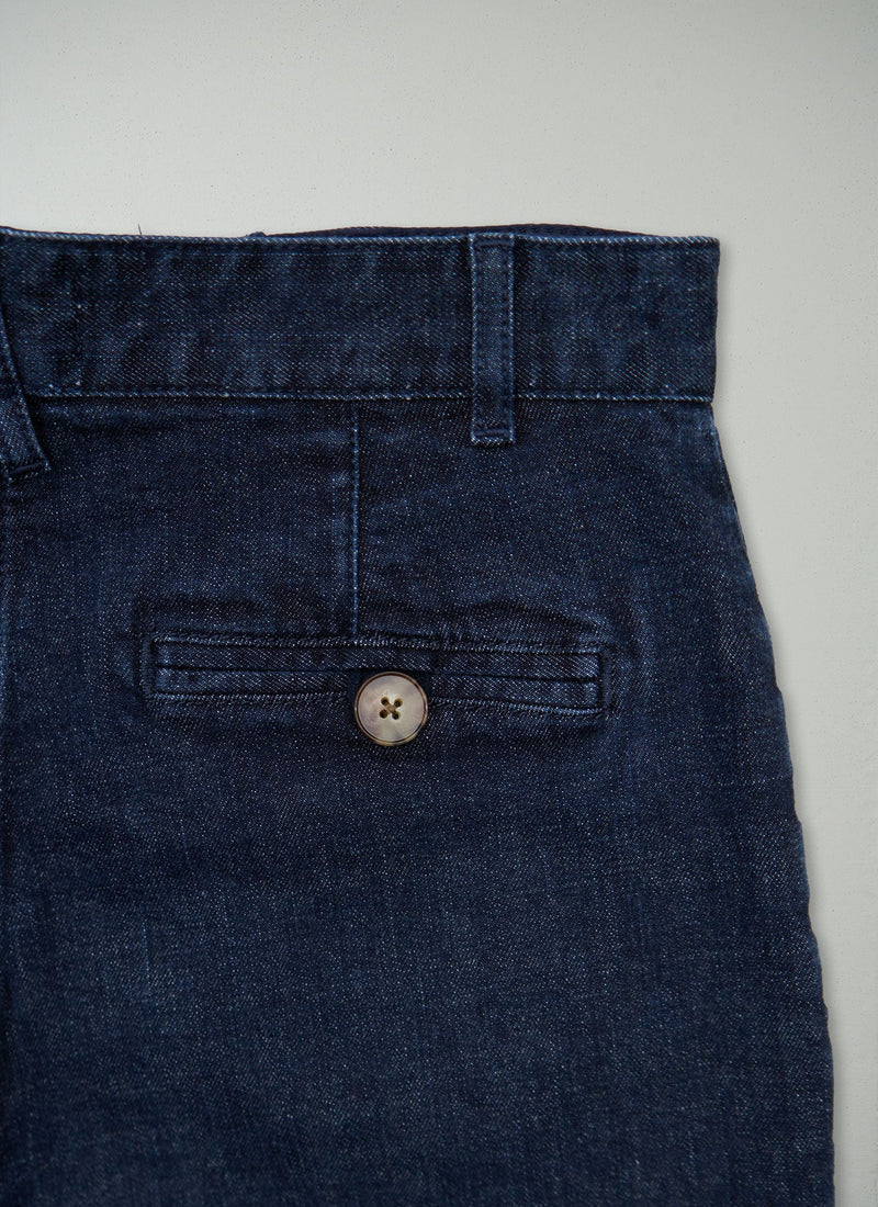 Reworn Denim Side Button Trousers Size 10 (1209) | Indigo