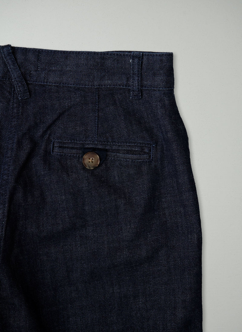 Reworn Denim Side Button Trousers Size 10 (209) | Indigo