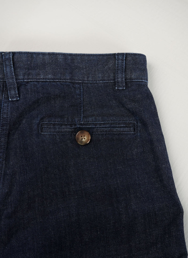 Reworn Denim Side Button Trousers Size 12 (283) | Indigo