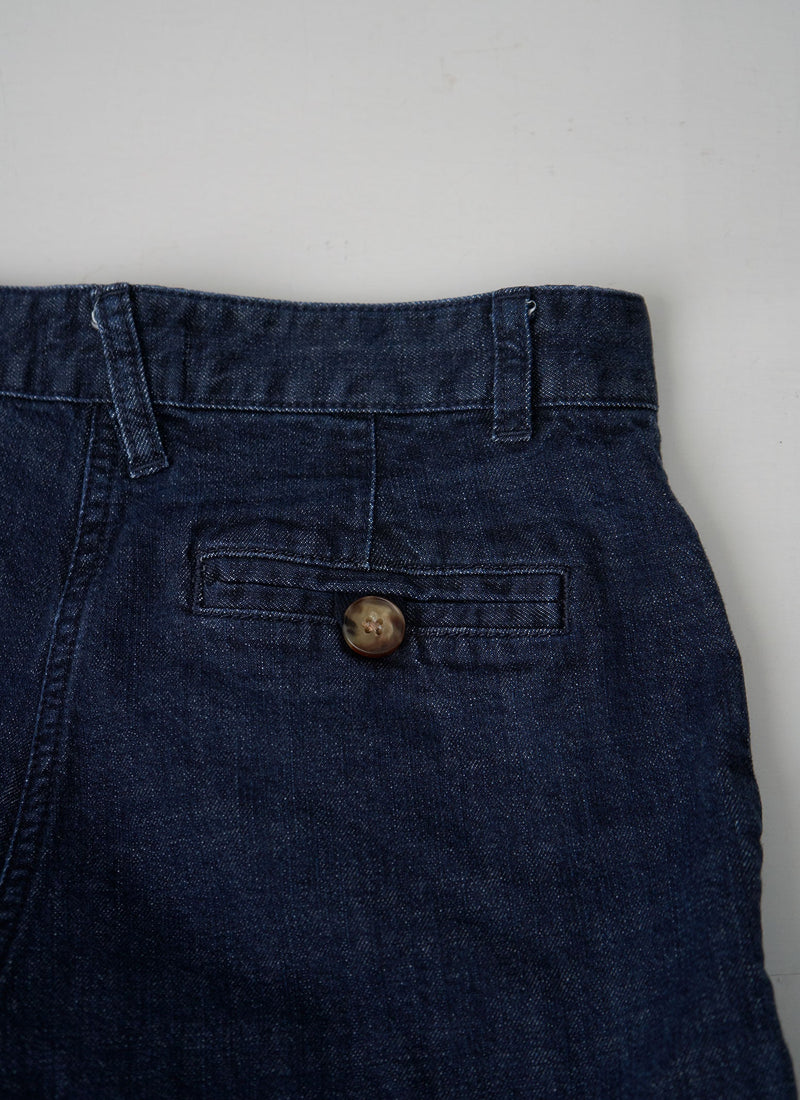 Reworn Denim Side Button Trousers Size 8 (144) | Indigo