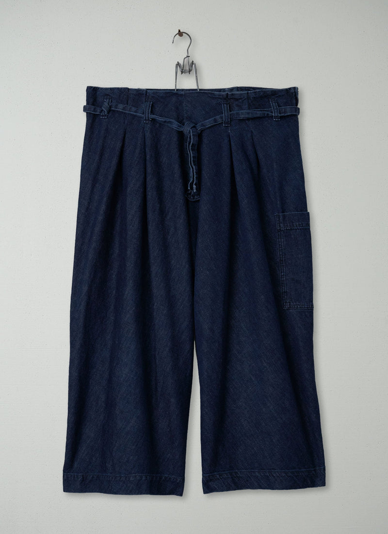Reworn Cropped Paperbag Trousers Size 14 (219) | Indigo