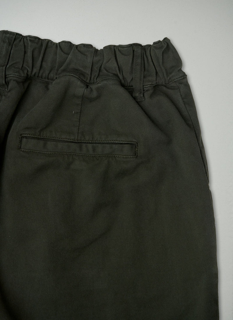 Reworn Cotton Twill Pull On Trousers Size 8 (1175) | Dark Moss