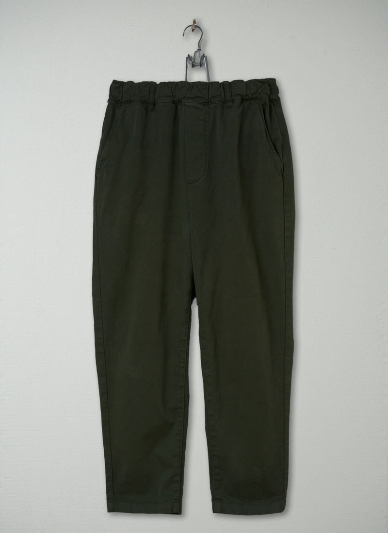 Reworn Cotton Twill Pull On Trousers Size 8 (1175) | Dark Moss