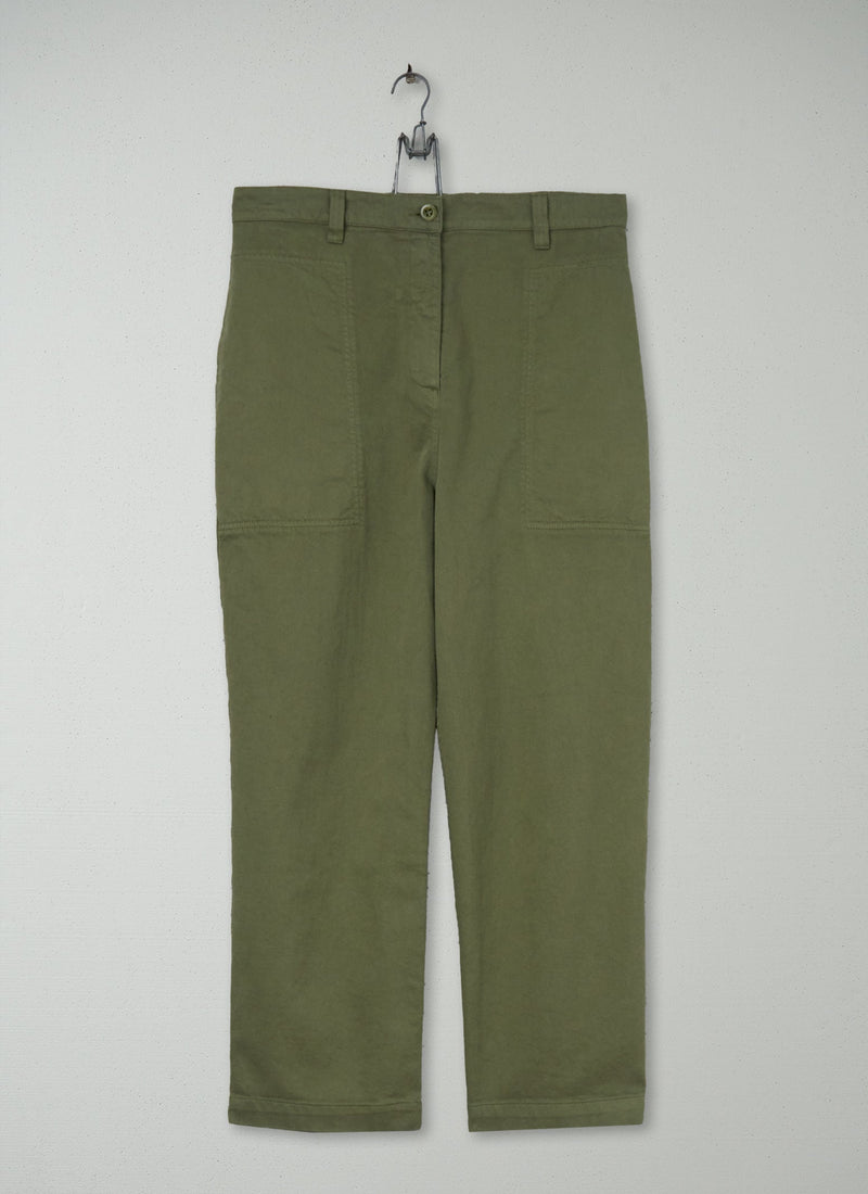 Reworn Cotton Twill Workwear Trousers Size 14 (826) | Sage