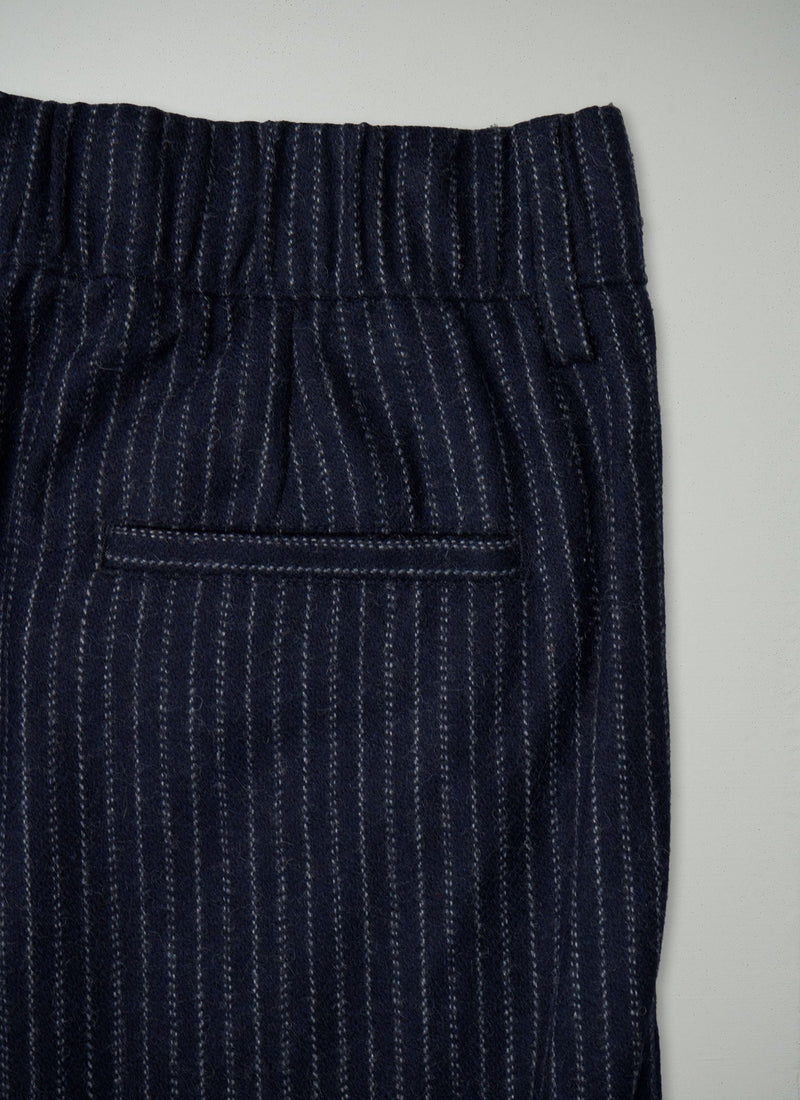 Reworn Pinstripe Wool Cashmere Trousers Size 14 (979) | Navy