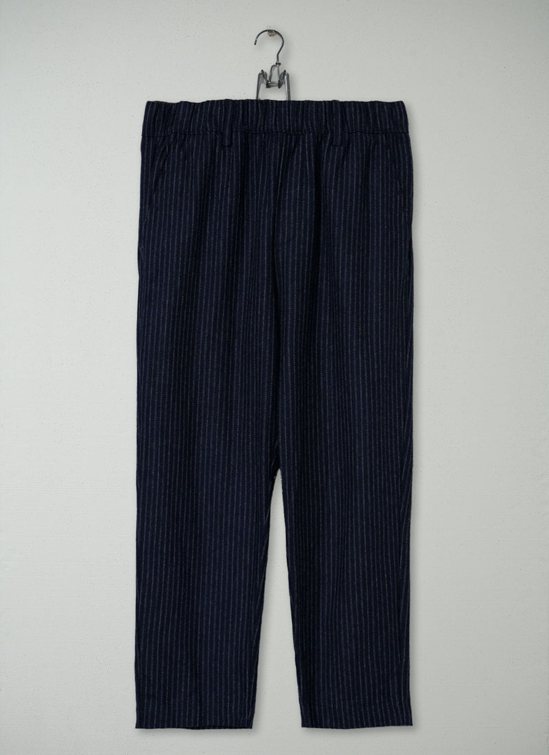 Reworn Pinstripe Wool Cashmere Trousers Size 14 (979) | Navy