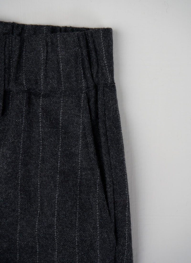 Reworn Wool Pinstripe Trousers Size 6 (334) | Charcoal