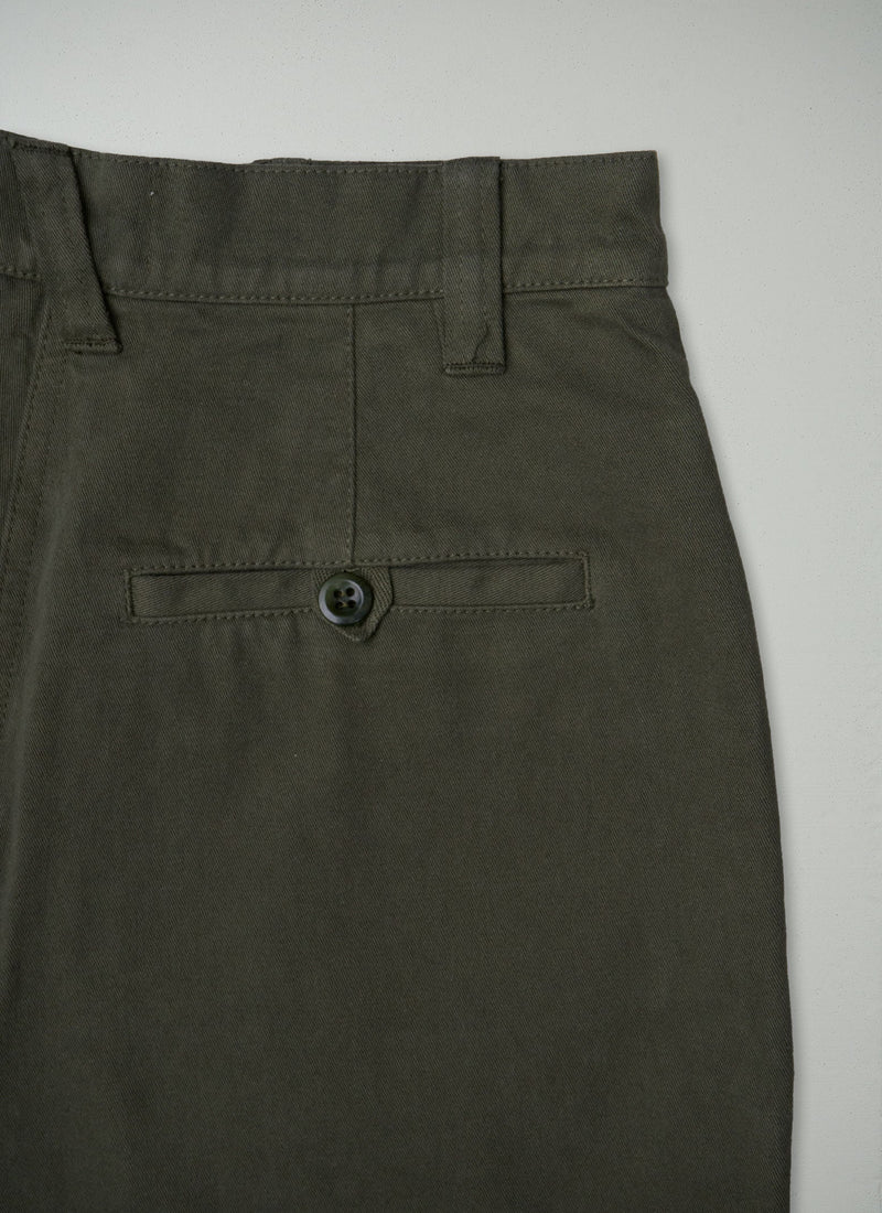 Reworn Tapered Workwear Long Trousers Size 6 (984) | Dark Olive