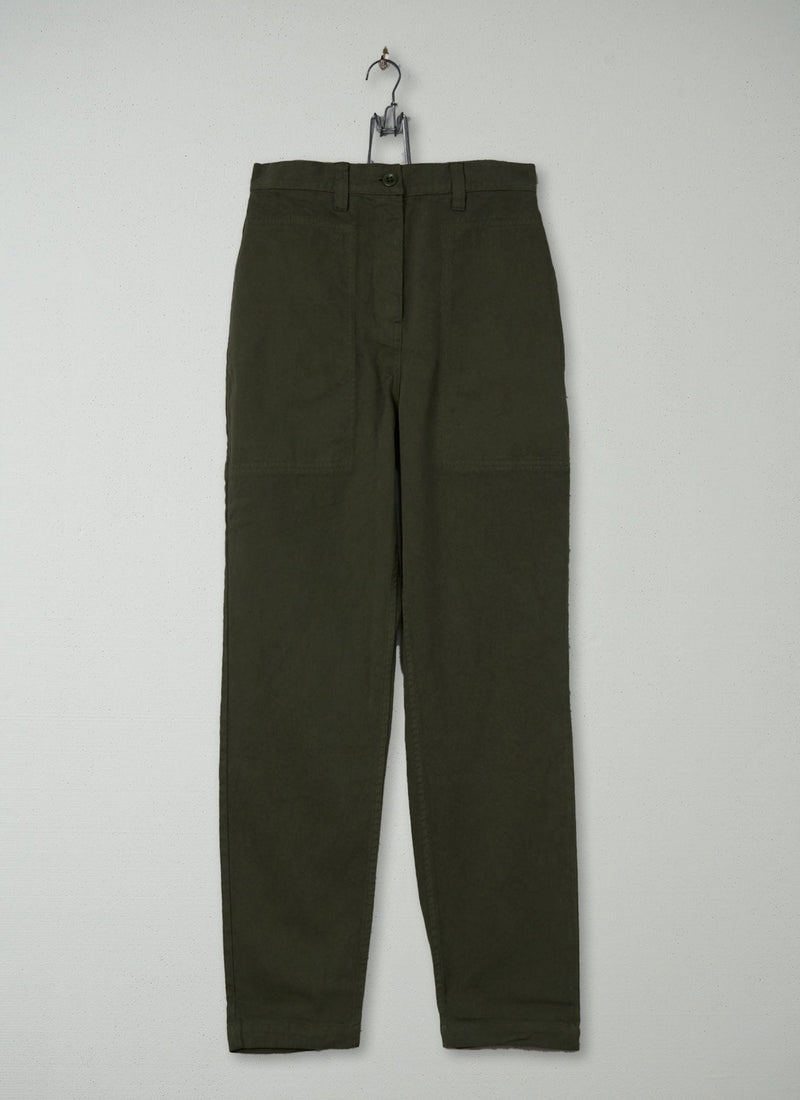 Reworn Tapered Workwear Long Trousers Size 6 (984) | Dark Olive