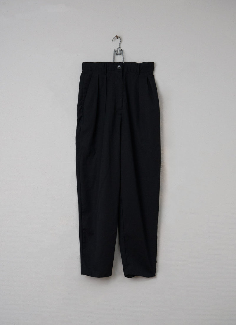 Reworn Pleat Front Trousers Size 10 (024) | Black