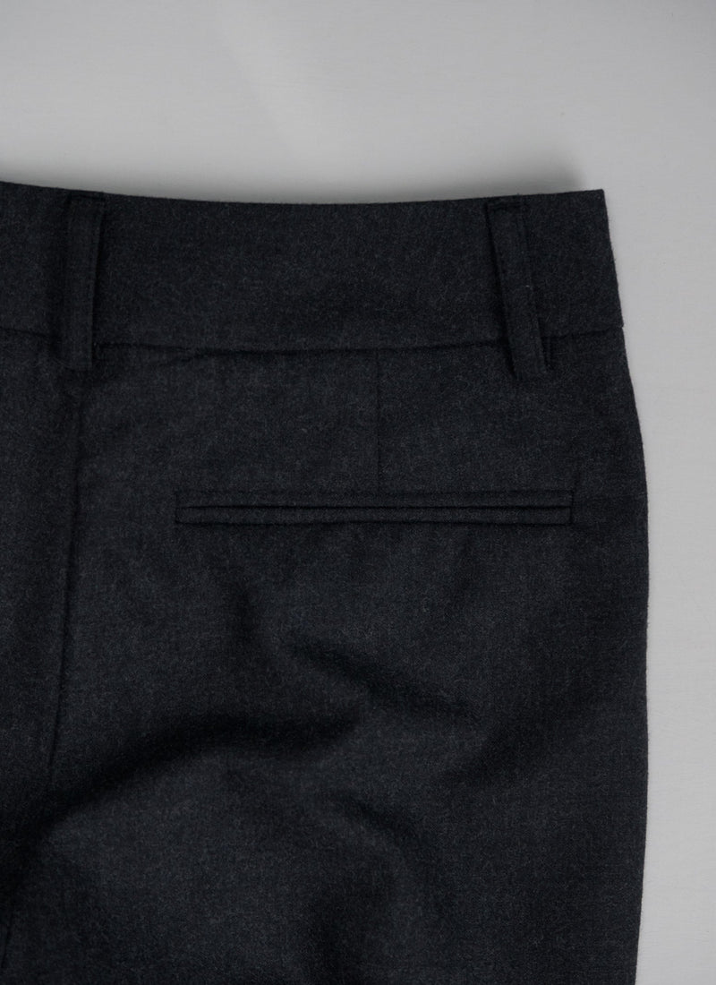 Reworn Fine Wool Cigarette Trousers Size 6 (088) | Charcoal