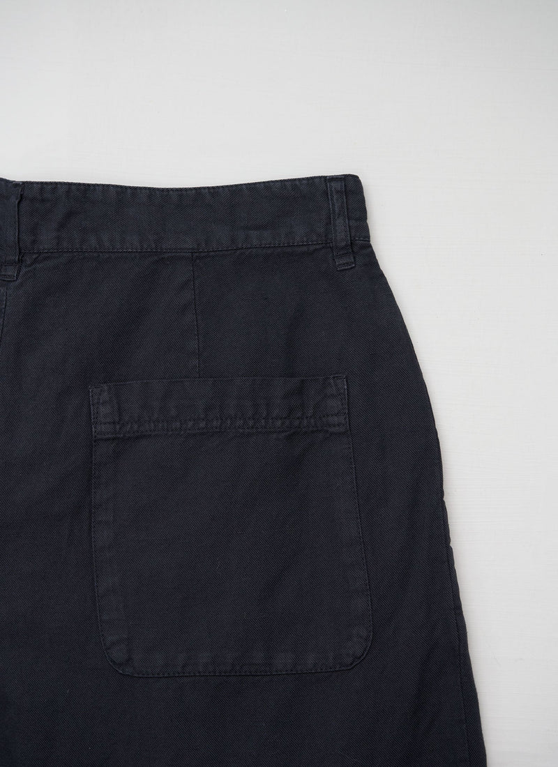 Reworn Cotton Linen Cropped Trousers Size 8 (953) | Slate