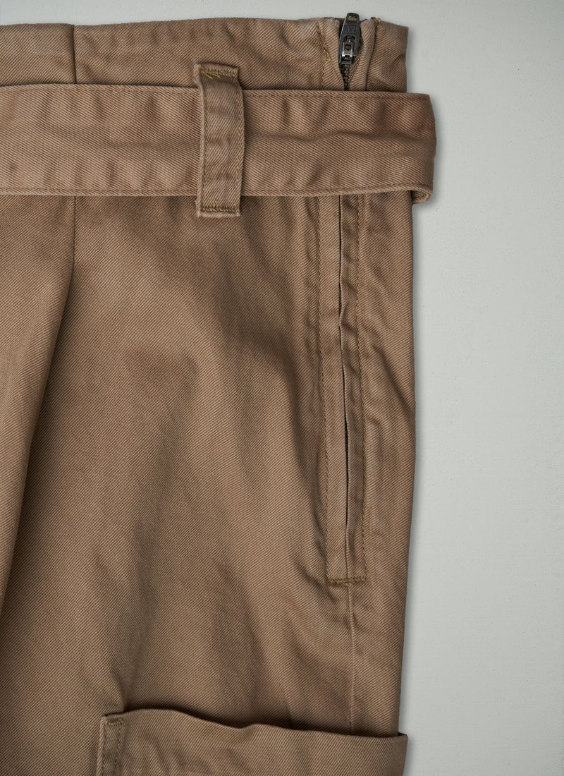 Reworn Cotton Twill Wide Leg Trousers Size 10 (224) | Sand