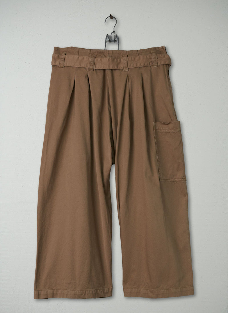 Reworn Cotton Twill Wide Leg Trousers Size 10 (224) | Sand