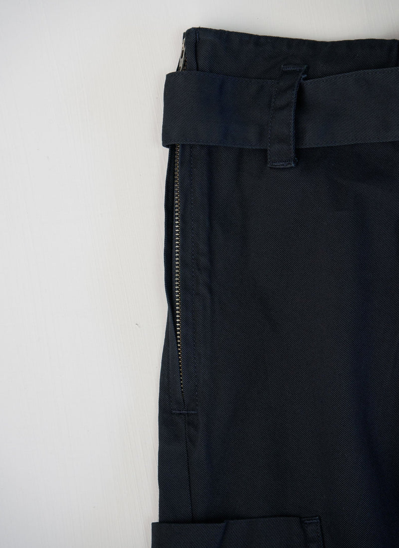 Reworn Cotton Twill Wide Leg Trousers Size 12 (311) | Slate