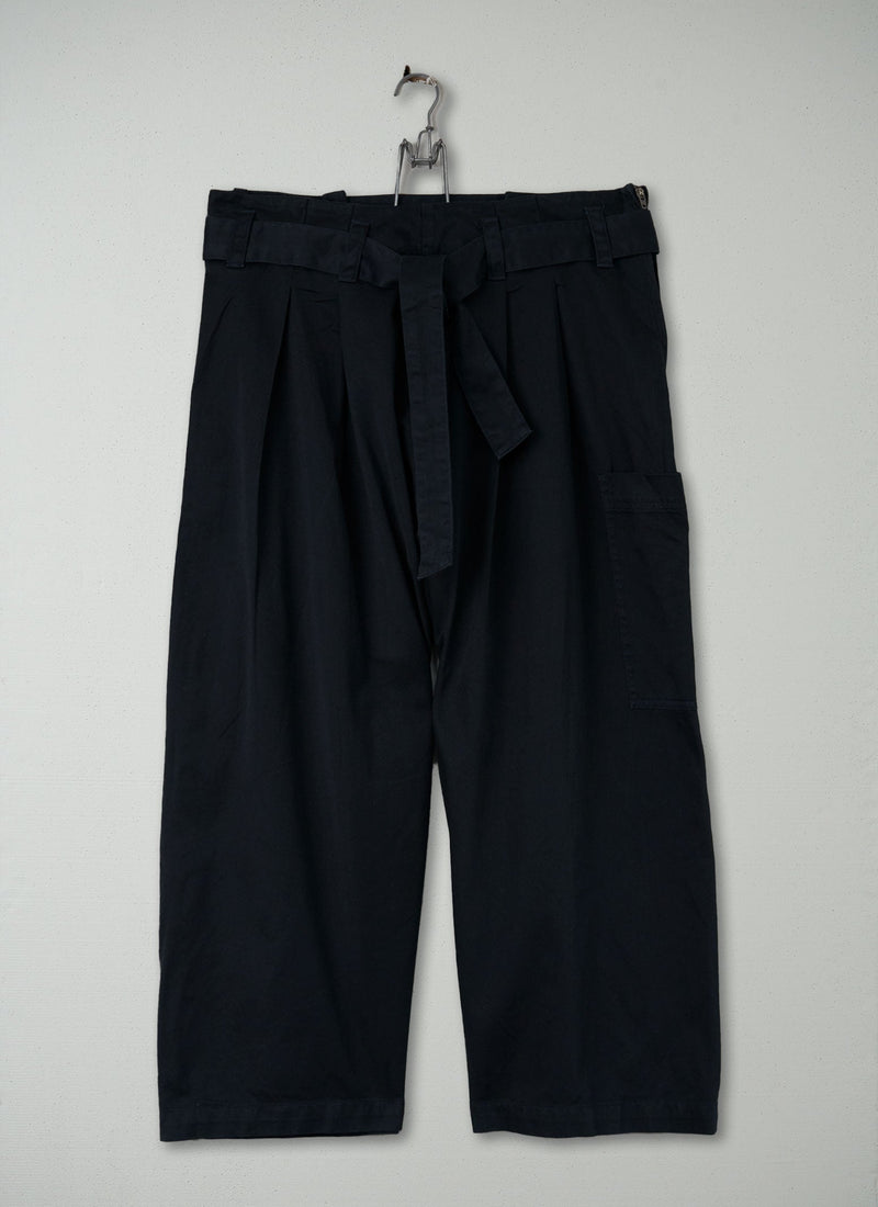 Reworn Cotton Twill Wide Leg Trousers Size 12 (311) | Slate