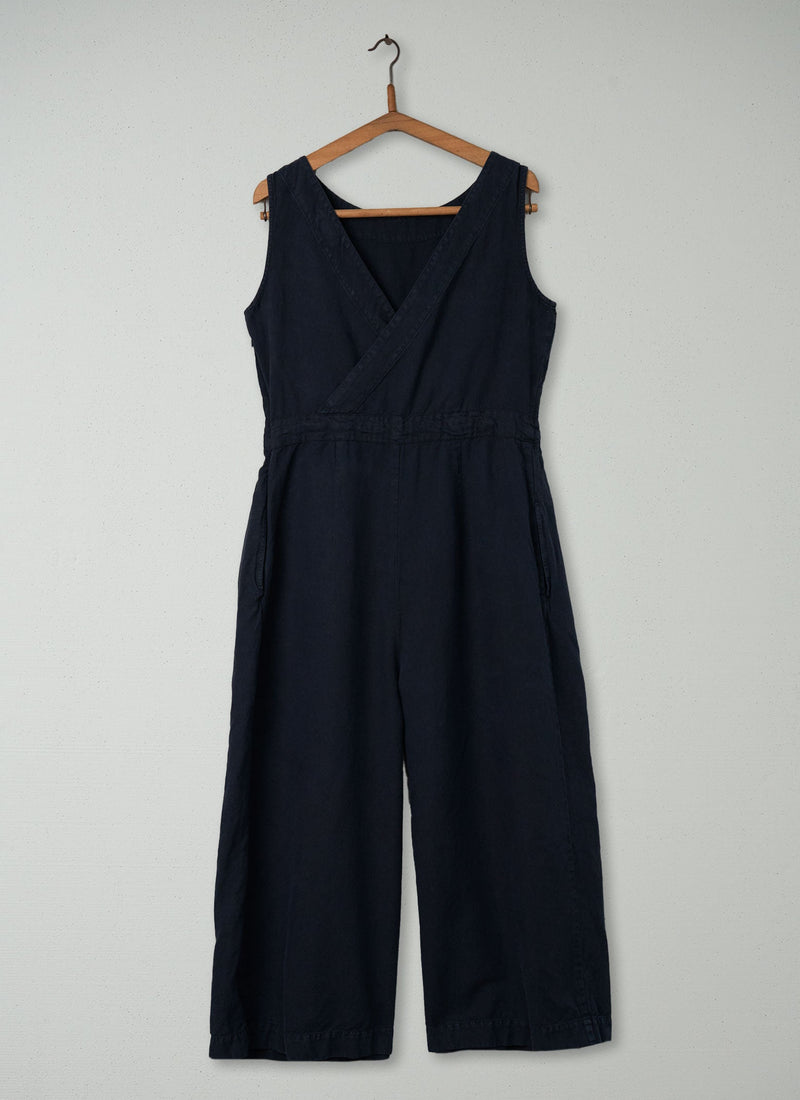 Reworn Cotton Linen Jumpsuit Size 12 (205) | Navy