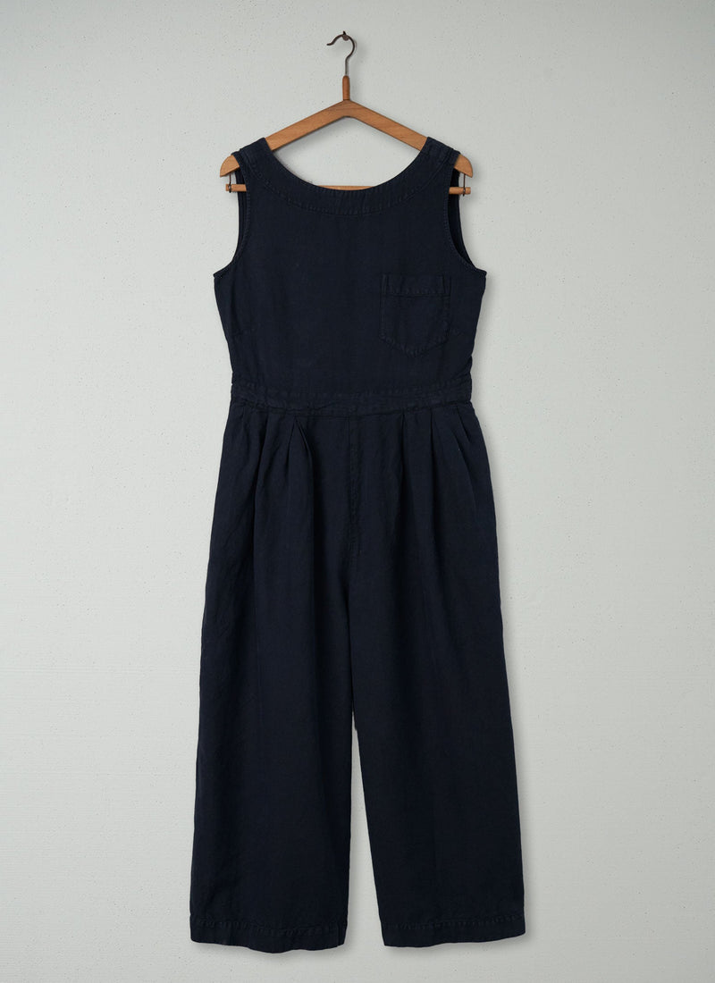 Reworn Cotton Linen Jumpsuit Size 12 (205) | Navy