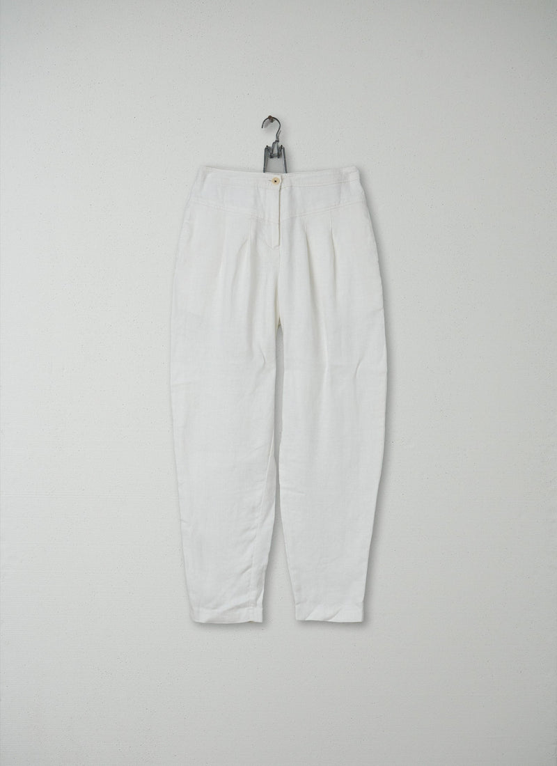 Reworn Linen Trousers Size 8 (081) | White
