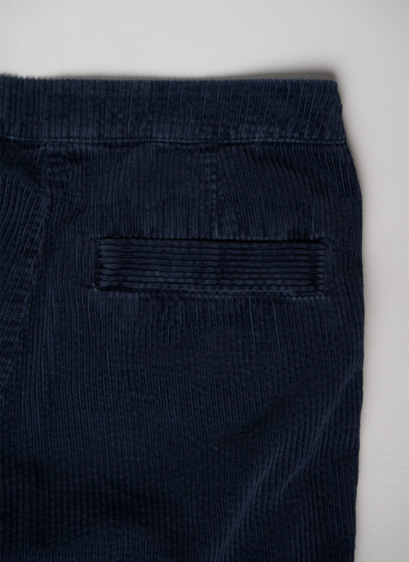 Reworn Cord Slim Leg Trousers Size 10 (057) | Blue/Black