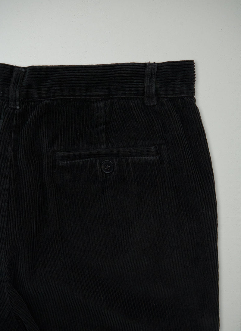 Reworn Cord Straight Leg Trousers Size 14 (928) | Black